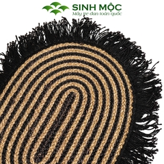 Thảm chùi chân, thảm cói sọc đen, trang trí phòng khách, thảm chụp ảnh, decor phong cách vintage [Sinh Mộc] - M2016