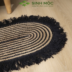 Thảm chùi chân, thảm cói sọc đen, trang trí phòng khách, thảm chụp ảnh, decor phong cách vintage [Sinh Mộc] - M2016