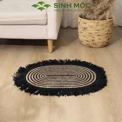 Thảm chùi chân, thảm cói sọc đen, trang trí phòng khách, thảm chụp ảnh, decor phong cách vintage [Sinh Mộc] - M2016