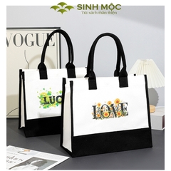 Túi canvas họa tiết chữ LOVE/LUCKY phong cách đơn giản – M3077