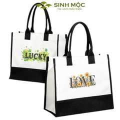 Túi canvas họa tiết chữ LOVE/LUCKY phong cách đơn giản – M3077