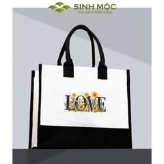 Túi canvas họa tiết chữ LOVE/LUCKY phong cách đơn giản – M3077