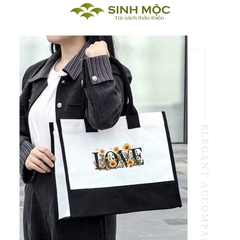 Túi canvas họa tiết chữ LOVE/LUCKY phong cách đơn giản – M3077