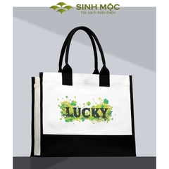 Túi canvas họa tiết chữ LOVE/LUCKY phong cách đơn giản – M3077
