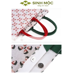 Túi canvas, túi họa tiết quả dâu, túi du lịch, túi tote, túi đi biển, túi vải canvas - M3055