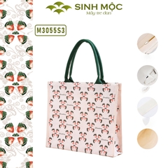 Túi canvas, túi họa tiết quả dâu, túi du lịch, túi tote, túi đi biển, túi vải canvas - M3055