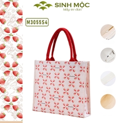 Túi canvas, túi họa tiết quả dâu, túi du lịch, túi tote, túi đi biển, túi vải canvas - M3055