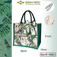 Túi canvas, túi lá xanh, túi tote, túi canvas cỡ lớn - M3047