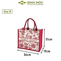 Túi canvas, túi tote, túi canvas cỡ lớn, túi hoa hồng, Sinh Mộc - M3049