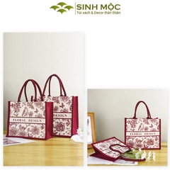Túi canvas, túi tote, túi canvas cỡ lớn, túi hoa hồng, Sinh Mộc - M3049