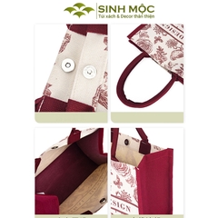 Túi canvas, túi tote, túi canvas cỡ lớn, túi hoa hồng, Sinh Mộc - M3049