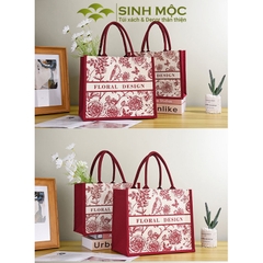 Túi canvas, túi tote, túi canvas cỡ lớn, túi hoa hồng, Sinh Mộc - M3049