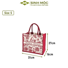 Túi canvas, túi tote, túi canvas cỡ lớn, túi hoa hồng, Sinh Mộc - M3049