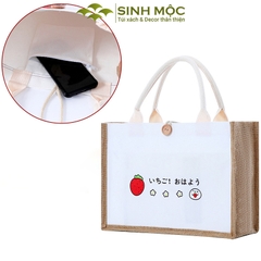 Túi cói vintage, túi chống nước, túi xách đi biển, túi có cúc Sinh Mộc - M3607