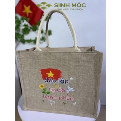 Túi xách vải linen in cờ Việt Nam Độc lập – Tự do – Hạnh phúc - M3304
