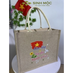 Túi xách vải linen in cờ Việt Nam Độc lập – Tự do – Hạnh phúc - M3304