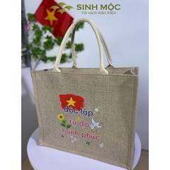 Túi xách vải linen in cờ Việt Nam Độc lập – Tự do – Hạnh phúc - M3304