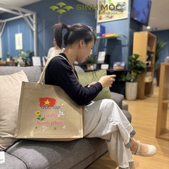 Túi xách vải linen in cờ Việt Nam Độc lập – Tự do – Hạnh phúc - M3304