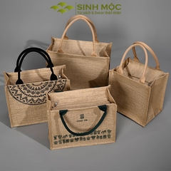 Túi đi biển, túi cói, túi cói vintage, họa tiết trống đồng và xương rồng, Sinh Mộc - M3604