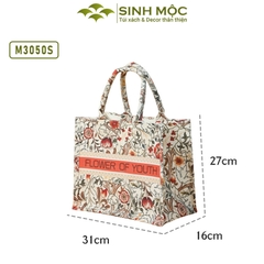 Túi đi biển, túi tote, túi chống nước, túi canvas, túi hoa mẫu đơn, Sinh Mộc - M3050