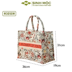 Túi đi biển, túi tote, túi chống nước, túi canvas, túi hoa mẫu đơn, Sinh Mộc - M3050