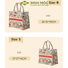 Túi đi biển, túi tote, túi chống nước, túi canvas, túi hoa mẫu đơn, Sinh Mộc - M3050