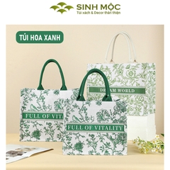 Túi canvas, túi hoa xanh, túi du lịch, túi đi biển - M3053