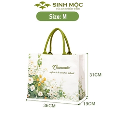 Túi tote canvas hoa cúc chống nước thời trang đựng đồ cá nhân – M3072
