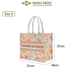 Túi tote, túi canvas, túi tote vải, túi hình hoa, Sinh Mộc - M3048