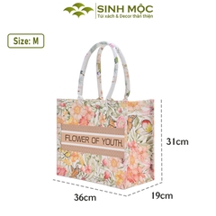 Túi tote, túi canvas, túi tote vải, túi hình hoa, Sinh Mộc - M3048