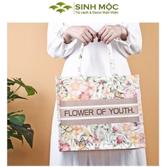 Túi tote, túi canvas, túi tote vải, túi hình hoa, Sinh Mộc - M3048