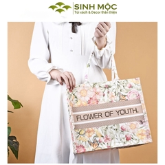Túi tote, túi canvas, túi tote vải, túi hình hoa, Sinh Mộc - M3048
