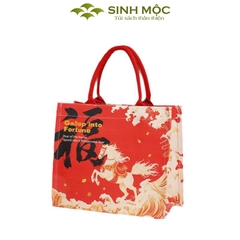 Túi xách tết Bính Ngọ 2026, túi canvas hình Ngựa, túi tote năm Ngọ - M3008