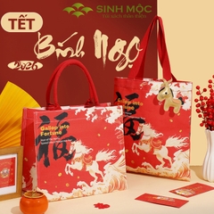 Túi xách tết Bính Ngọ 2026, túi canvas hình Ngựa, túi tote năm Ngọ - M3008