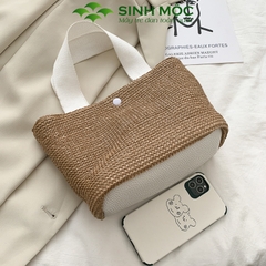 Túi cói Vintage, túi xách nữ, túi cói đi biển Sinh Mộc - M3817