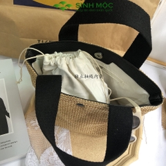 Túi cói Vintage, túi xách nữ, túi cói đi biển Sinh Mộc - M3817