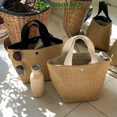 Túi cói Vintage, túi xách nữ, túi cói đi biển Sinh Mộc - M3817