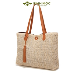 Túi xách nữ cao cấp, túi cói vintage, túi đi biển Sinh Mộc - M3820