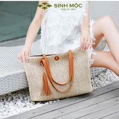 Túi xách nữ cao cấp, túi cói vintage, túi đi biển Sinh Mộc - M3820
