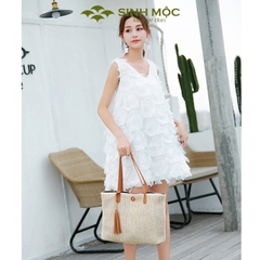 Túi xách nữ cao cấp, túi cói vintage, túi đi biển Sinh Mộc - M3820