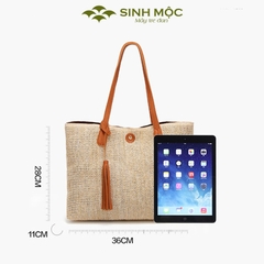 Túi xách nữ cao cấp, túi cói vintage, túi đi biển Sinh Mộc - M3820
