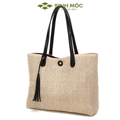 Túi xách nữ cao cấp, túi cói vintage, túi đi biển Sinh Mộc - M3820