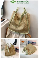 Túi xách nữ phong cách Vintage, túi cói giấy Sinh Mộc - M3816