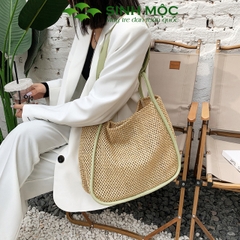 Túi xách nữ phong cách Vintage, túi cói giấy Sinh Mộc - M3816