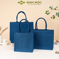 Túi linen chống nước có khóa kéo, túi đựng đồ bền đẹp - M3305 (linen xanh)