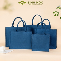 Túi linen chống nước có khóa kéo, túi đựng đồ bền đẹp - M3305 (linen xanh)