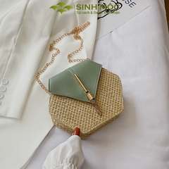 Túi xách lục giác, túi xách giả cói, túi giả cói vintage Sinh Mộc - M3827