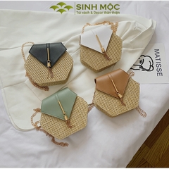 Túi xách lục giác, túi xách giả cói, túi giả cói vintage Sinh Mộc - M3827