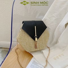Túi xách lục giác, túi xách giả cói, túi giả cói vintage Sinh Mộc - M3827