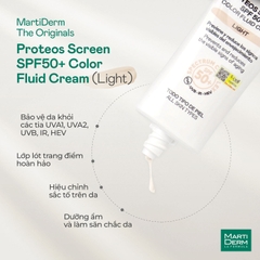 Kem Chống Nắng MartiDerm Proteos Screen SPF50+ Light – Che Phủ Tự Nhiên, Chống Nắng Hoàn Hảo